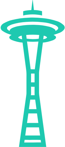 Icon of the Space Needle, a tall observation tower in Seattle, Washington.