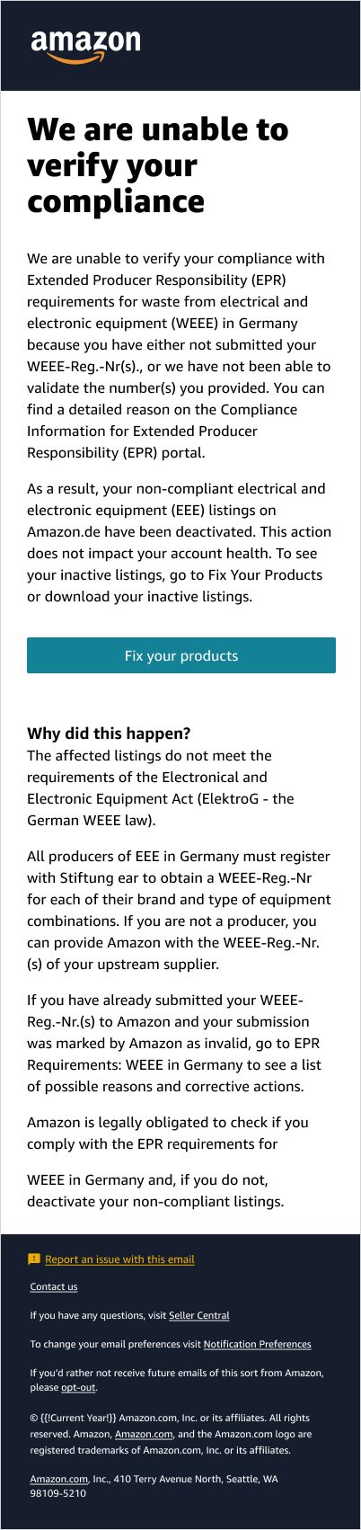 Generic mobile email template