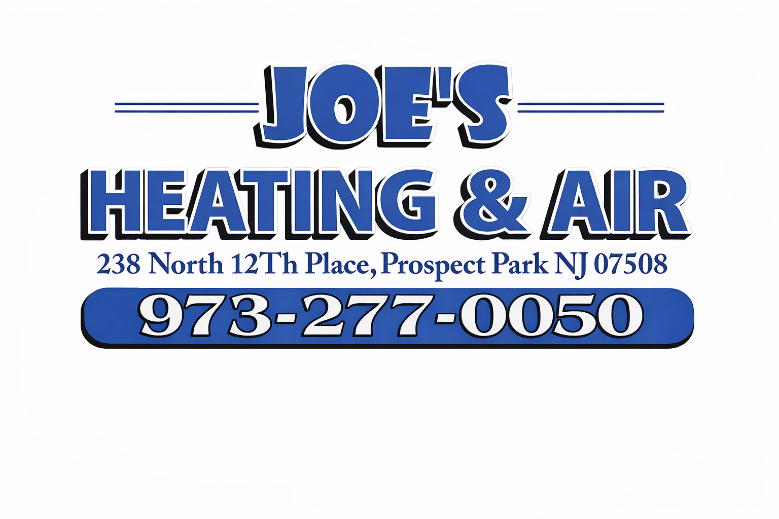 Business sign for Joe's Heating & Air HVAC contractor NJ