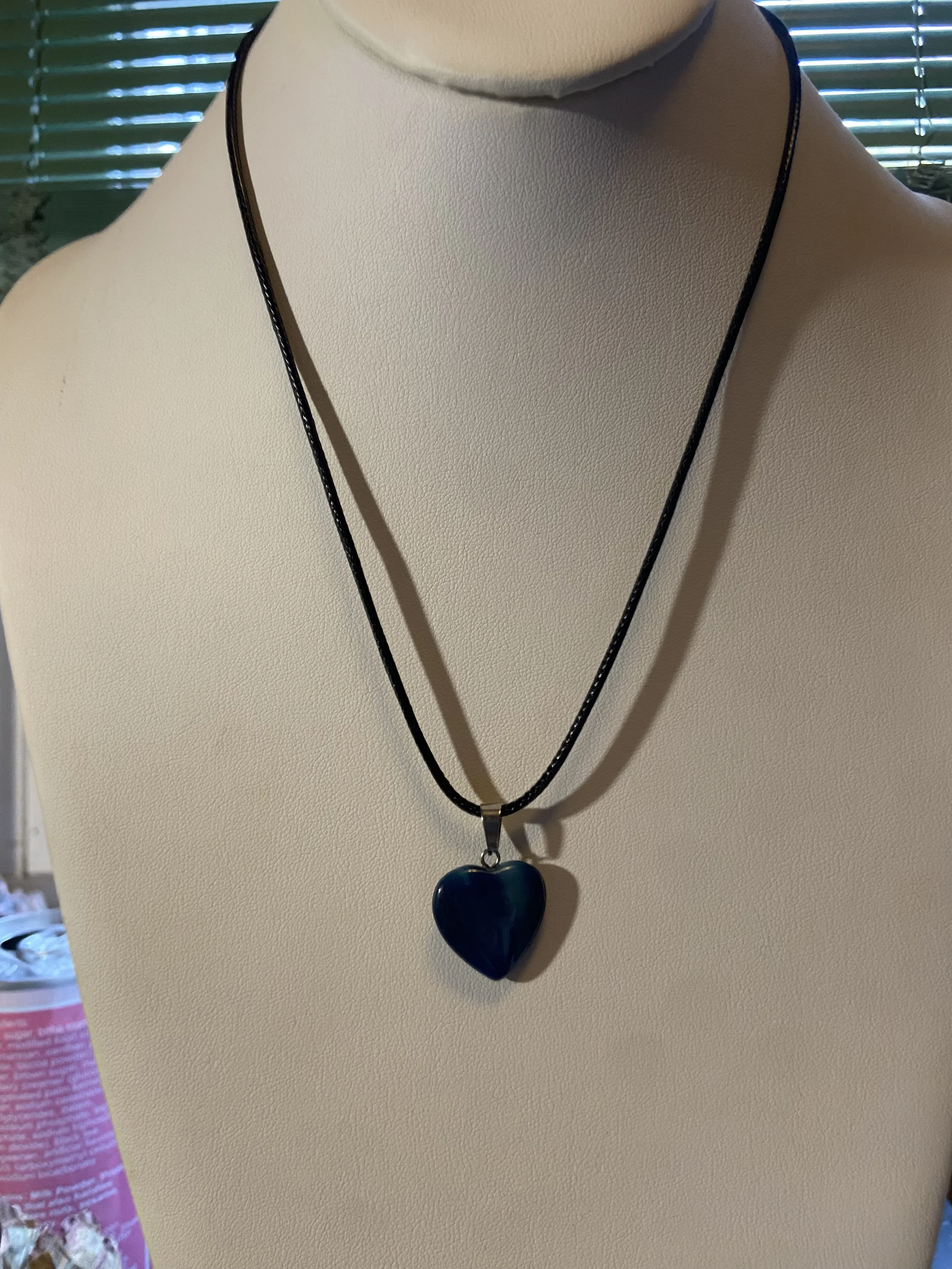 Blue Agate Heart Pendant Necklace