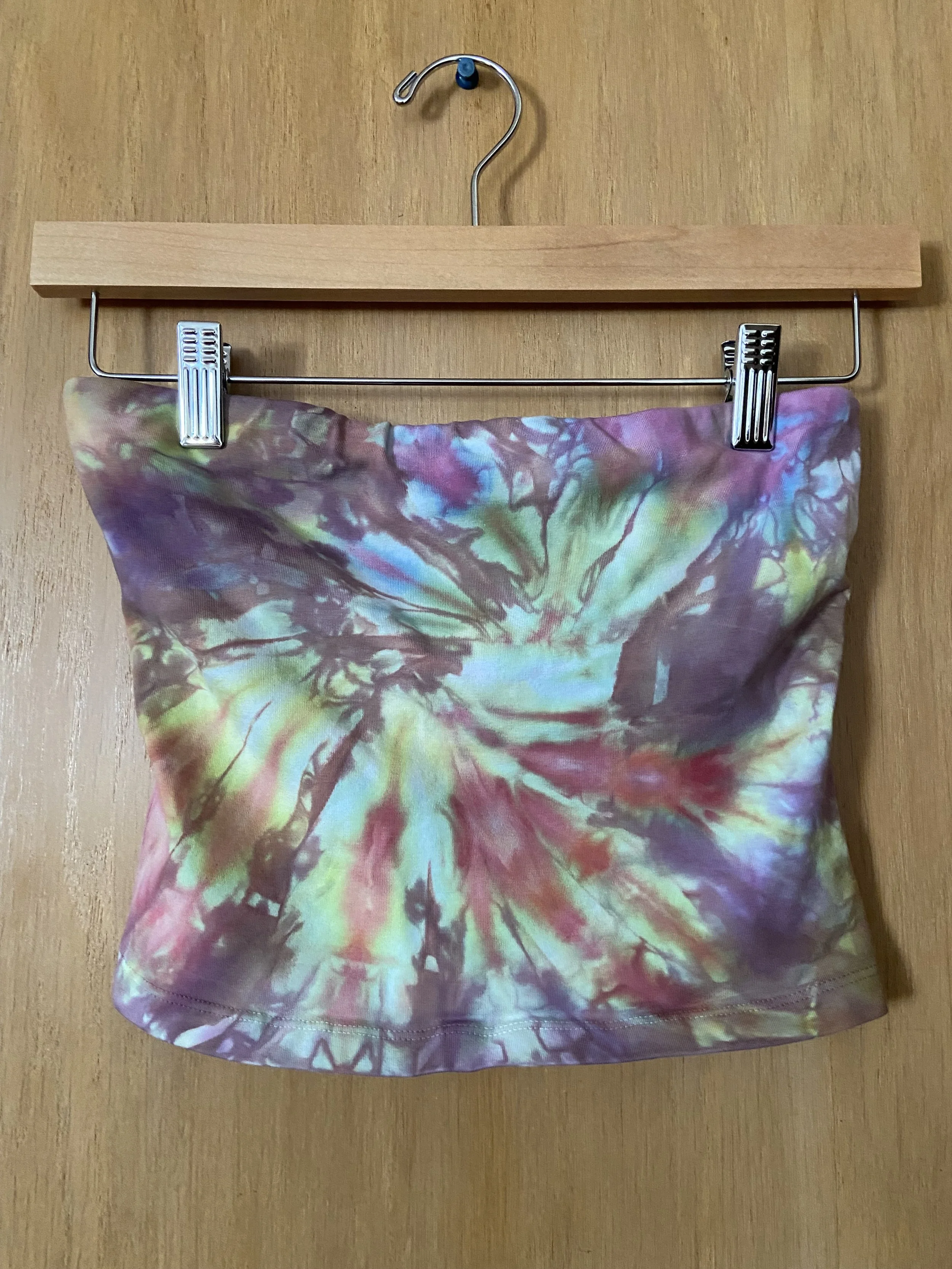 Colorful Vibrant Tie-Dye Strapless Crop Top
