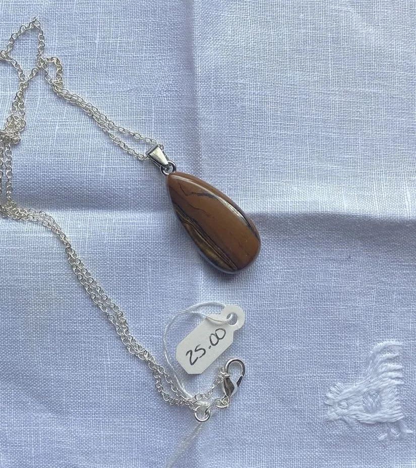 Tigers Eye Teardrop Pendant Necklace