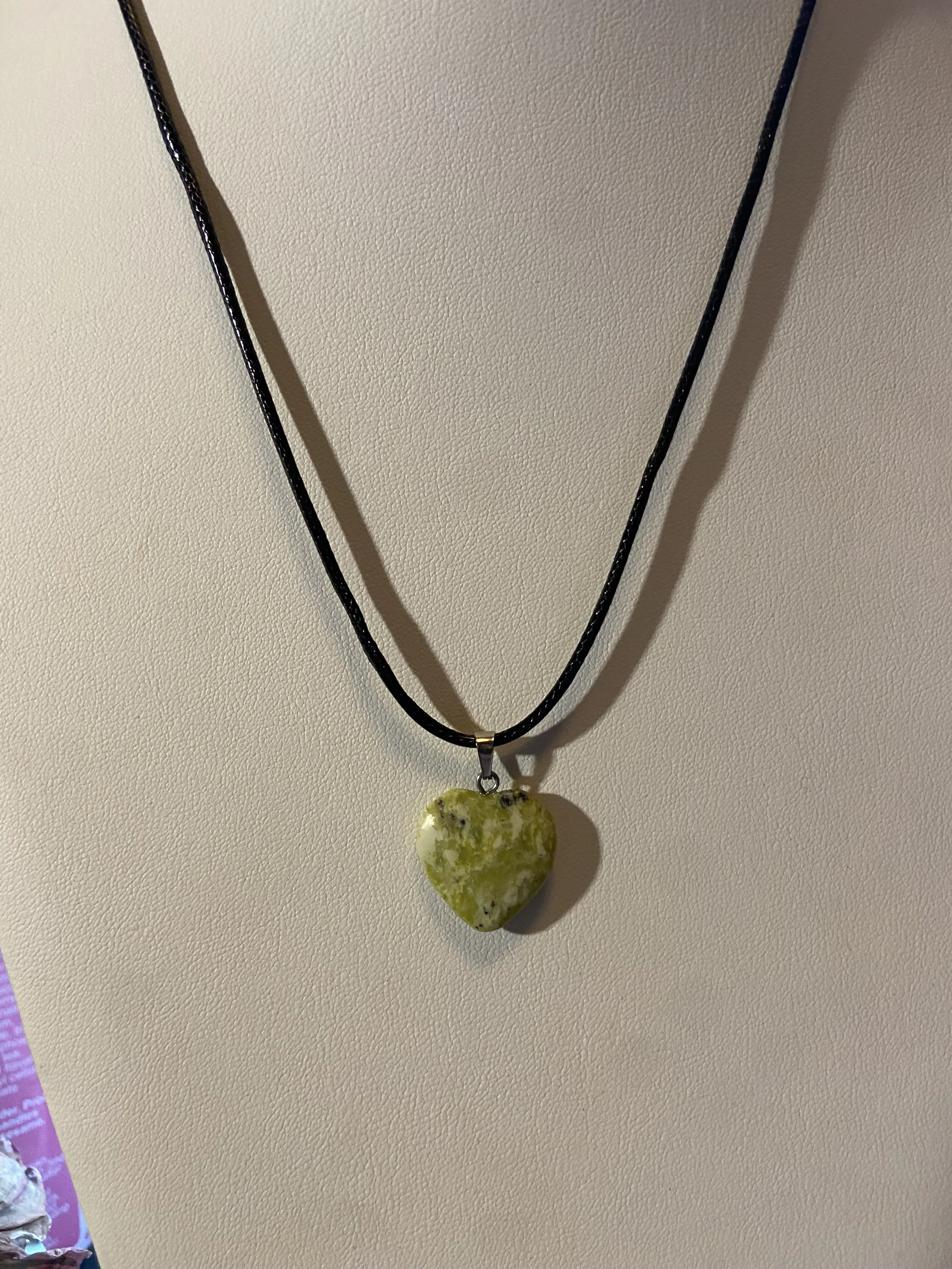 Unakite Heart Pendant Necklace