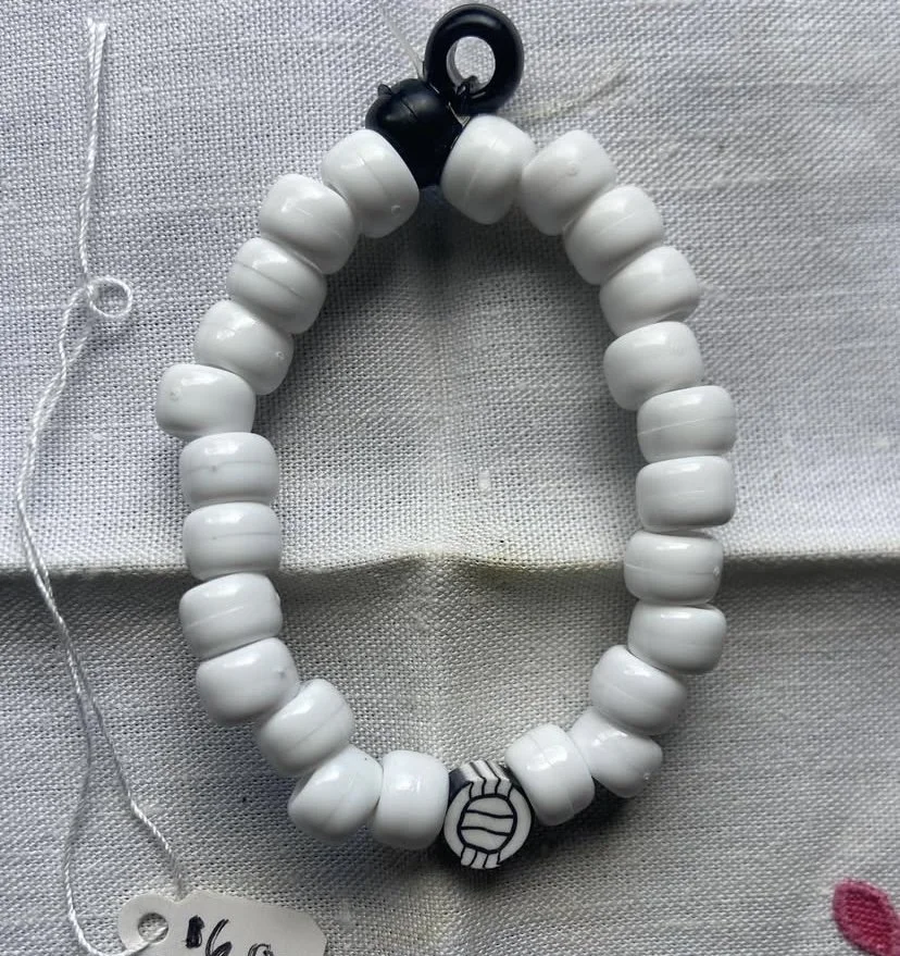 White + Black Volleyball Beaded Bracelet