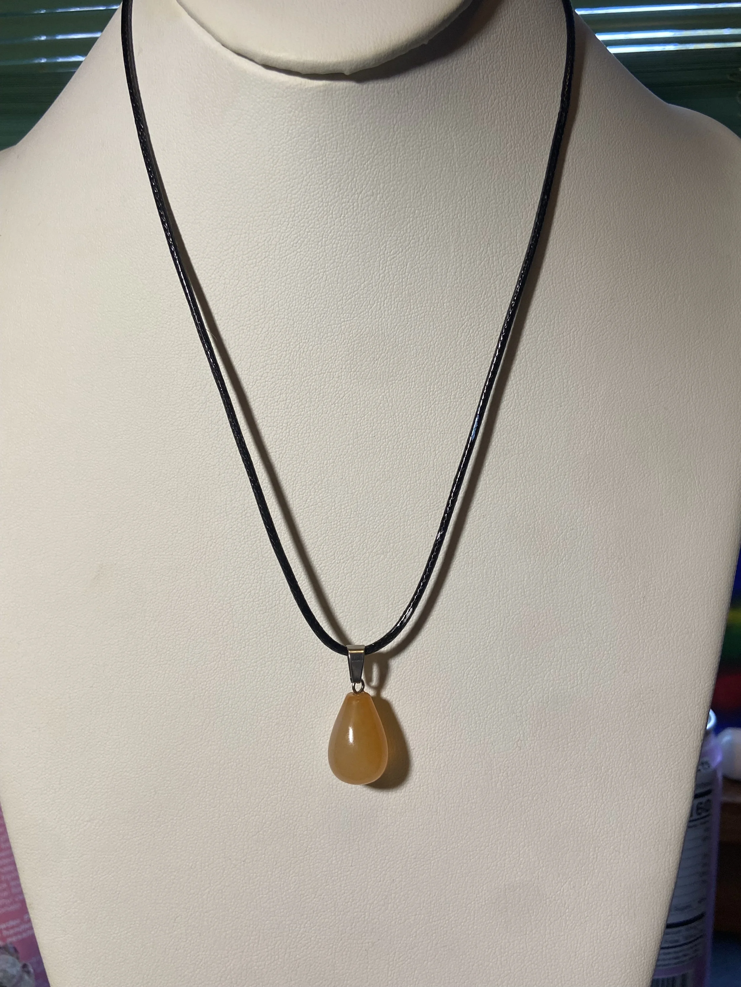 Yellow Amber Pendant Necklace