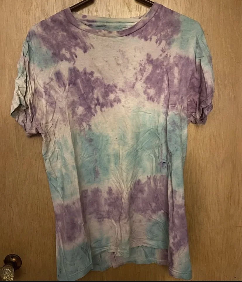 Purple + Blue Striped Tie-Dye Design T-Shirt