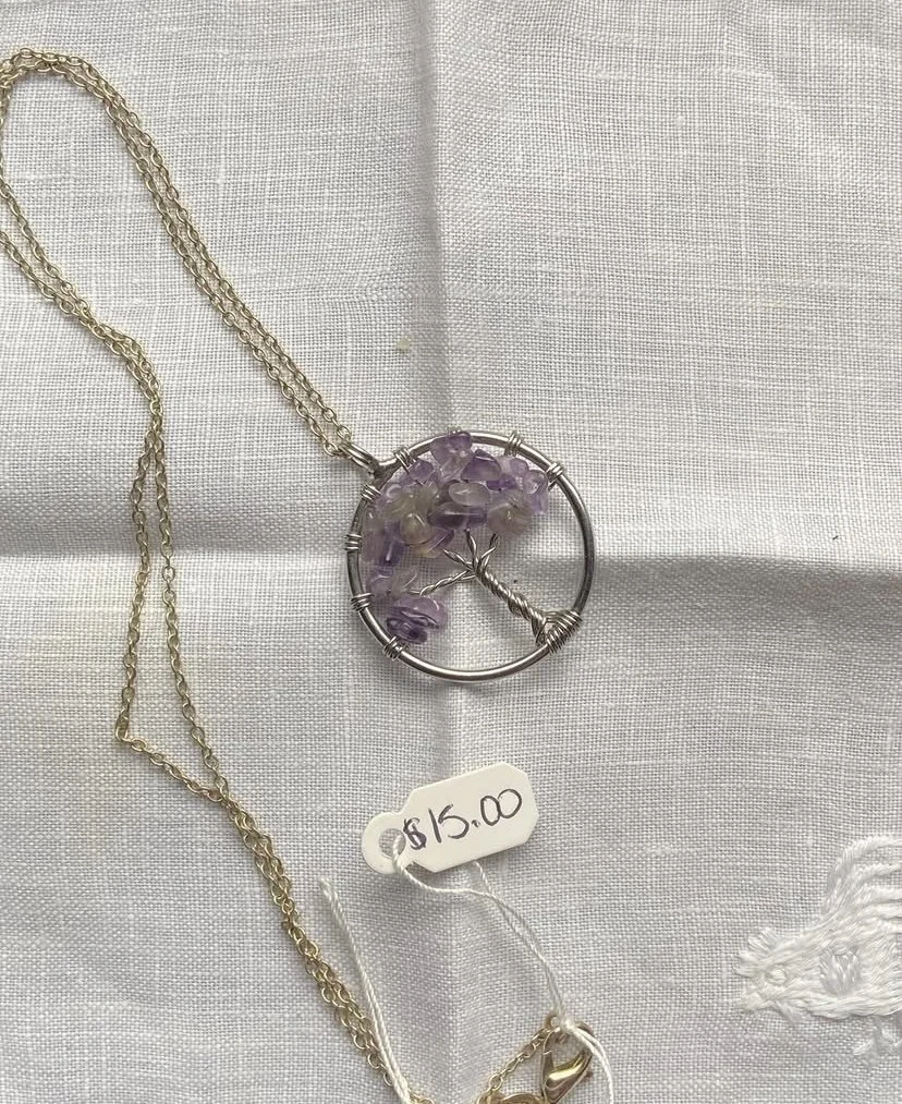 Amethyst Tree Of Life Pendant Necklace