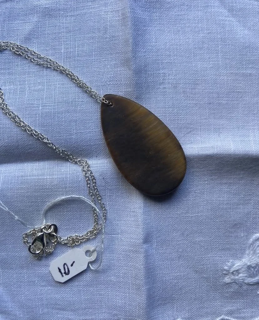 Tigers Eye Matte Teardrop Pendant Necklace