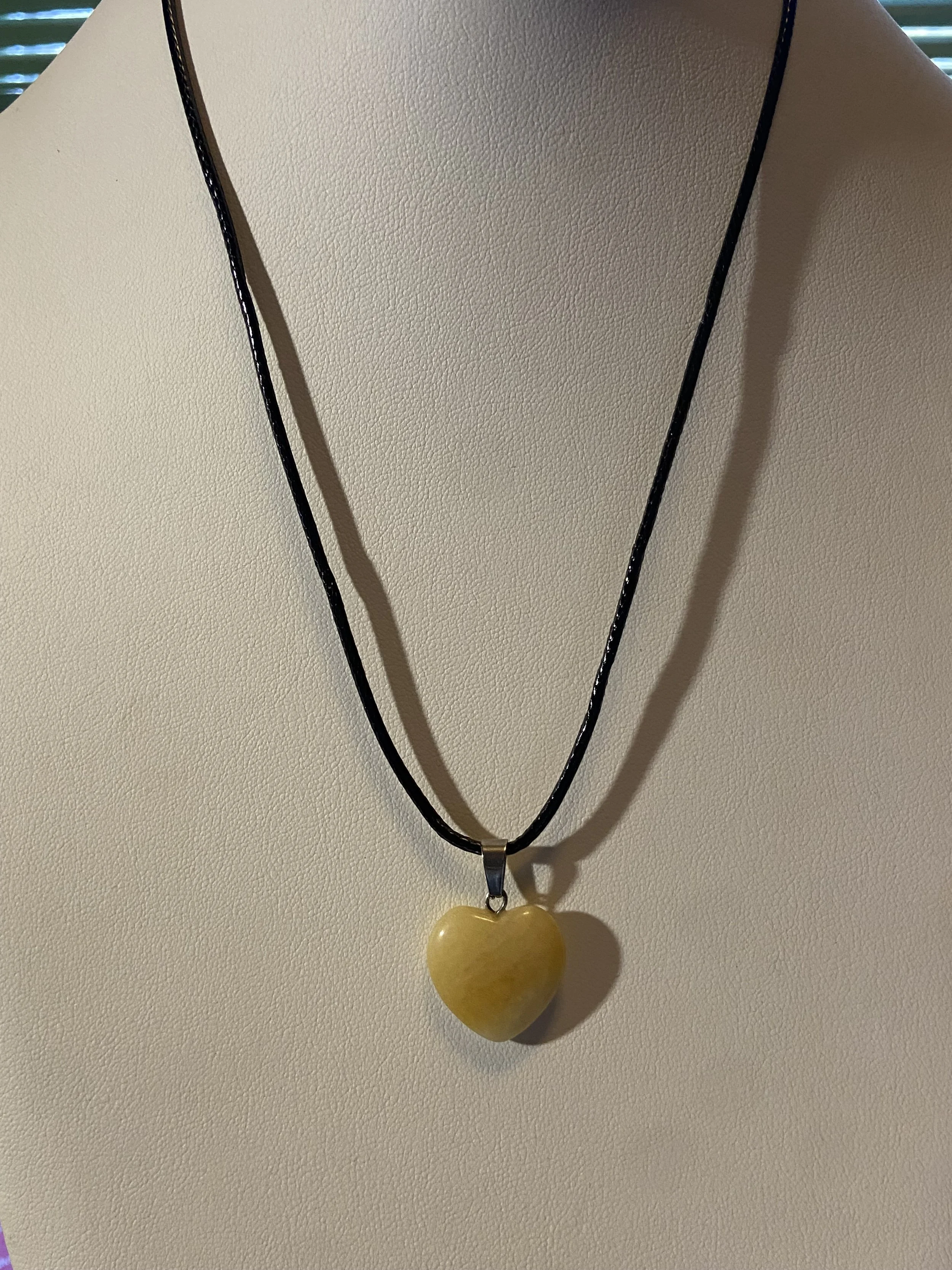 Yellow Jade Heart Pendant Necklace