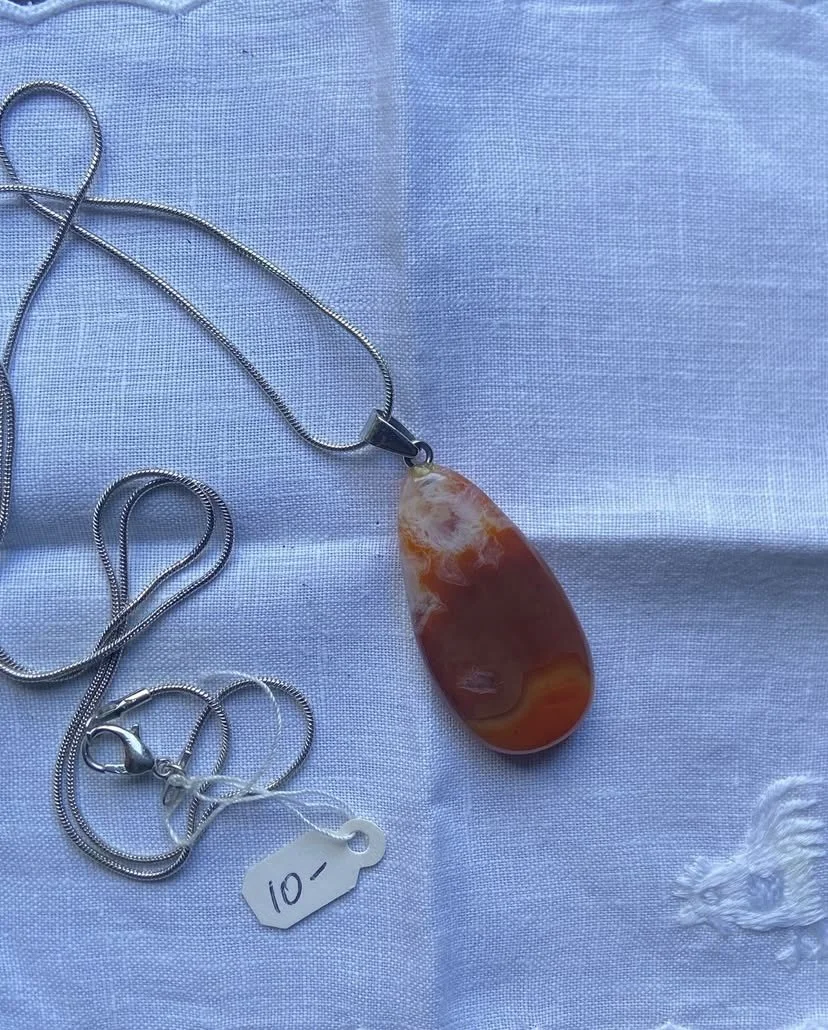 Red Banded Agate Pendant Necklace
