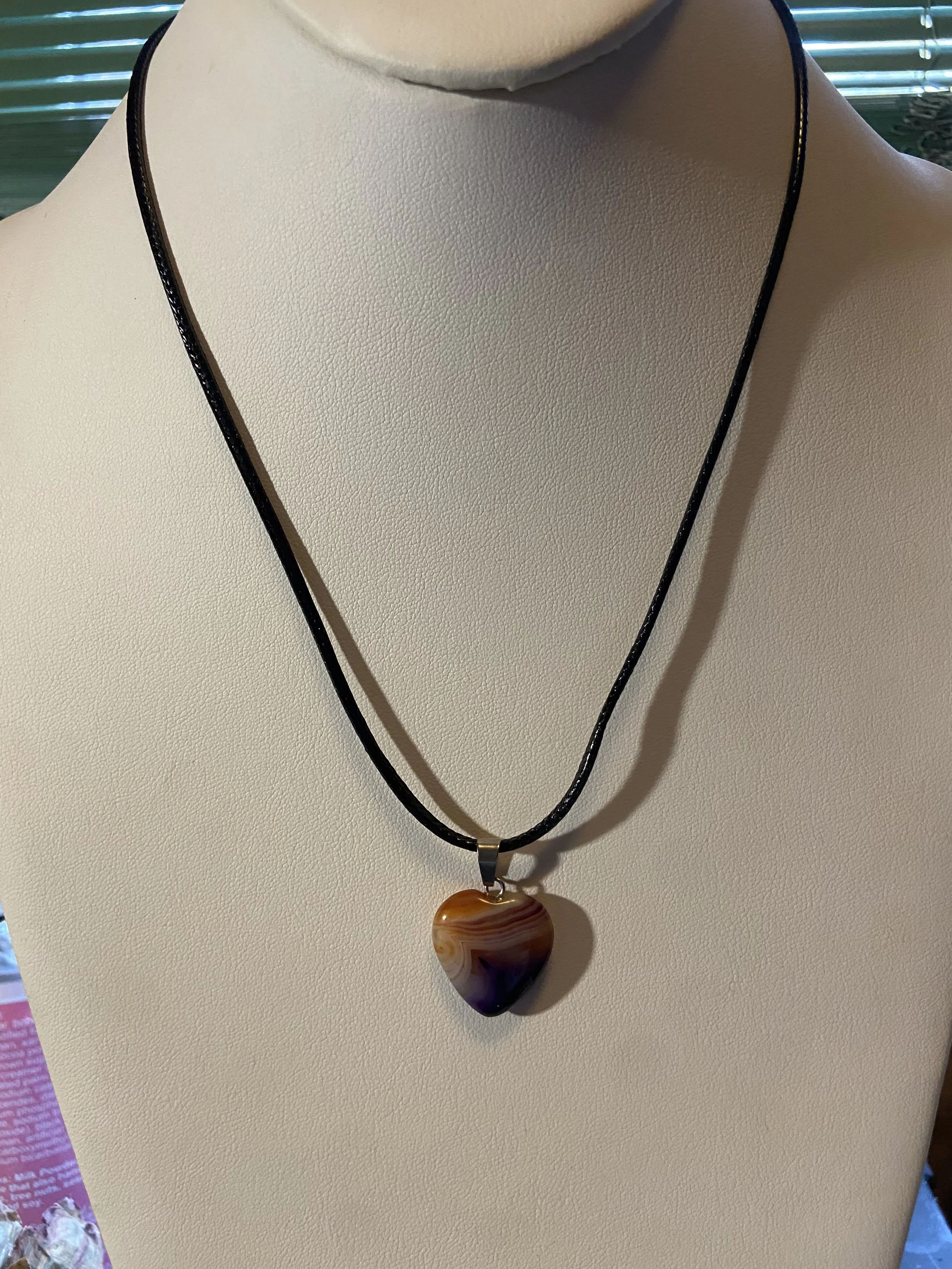 Onyx Purple Agate Heart Pendant Necklace