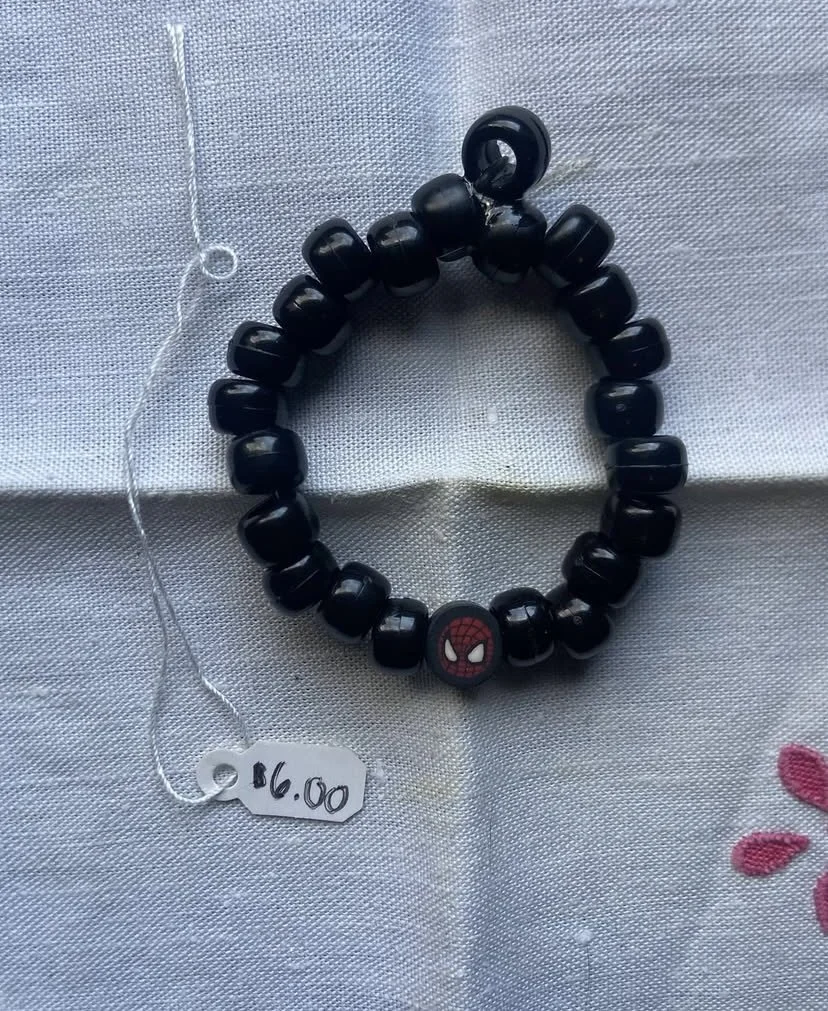 Black Spiderman Beaded Bracelet