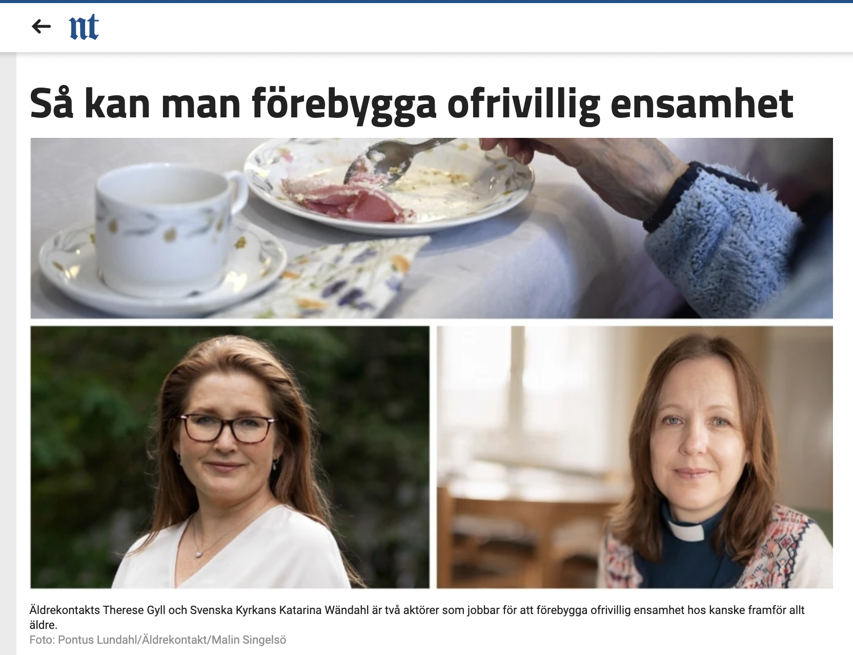 Äldrekontakt intervjuades i Norrköpings Tidningar