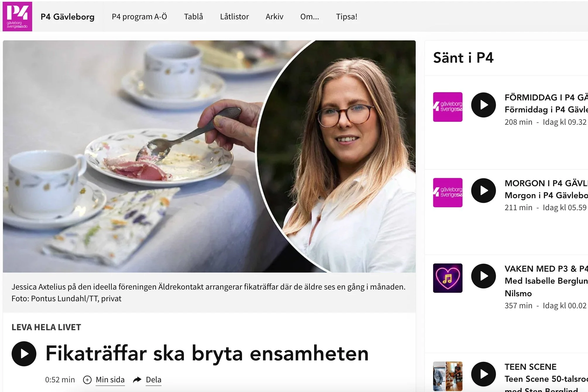 P4 Gävleborg - Fikaträffar ska bryta ensamheten