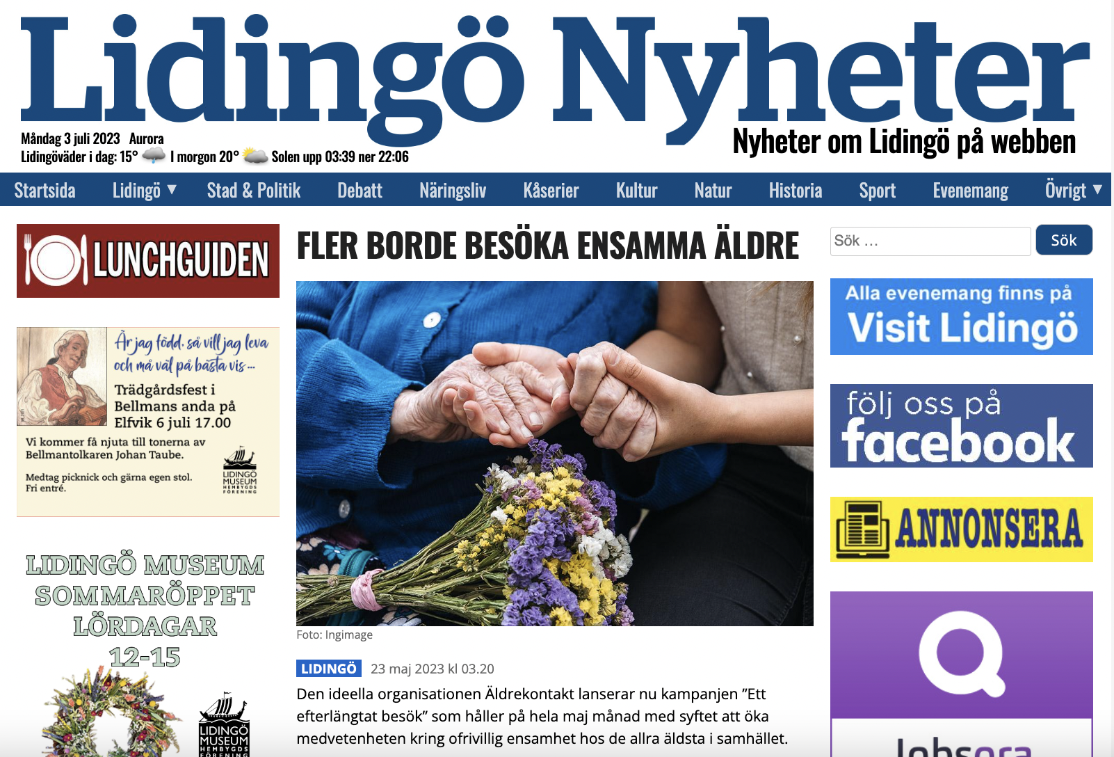 Lidingö Nyheter - Fler borde besöka ensamma äldre