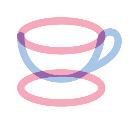 Färgglad te- eller kaffekopp i neonstil