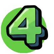 The number 4 in a stylized green font on a black background with green accents.