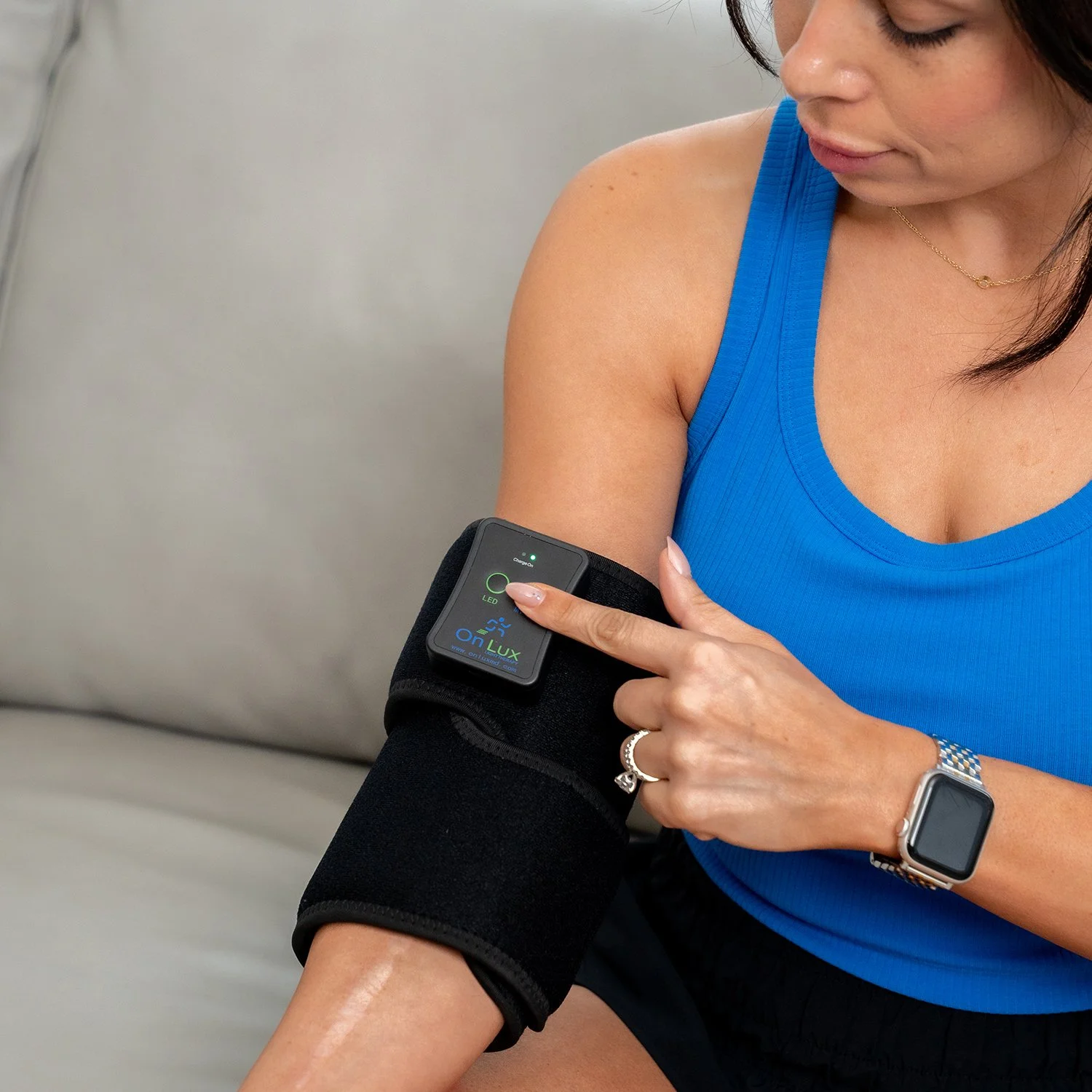 OnLux MVP for Elbow - Wearable LED Light Therapy + Gentle Vibration Support for Recovery