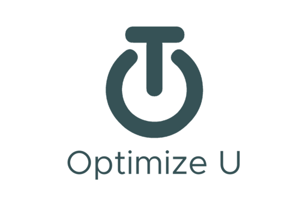 Logo with a power button icon combined with the letter 'U' and the text 'Optimize U' below.