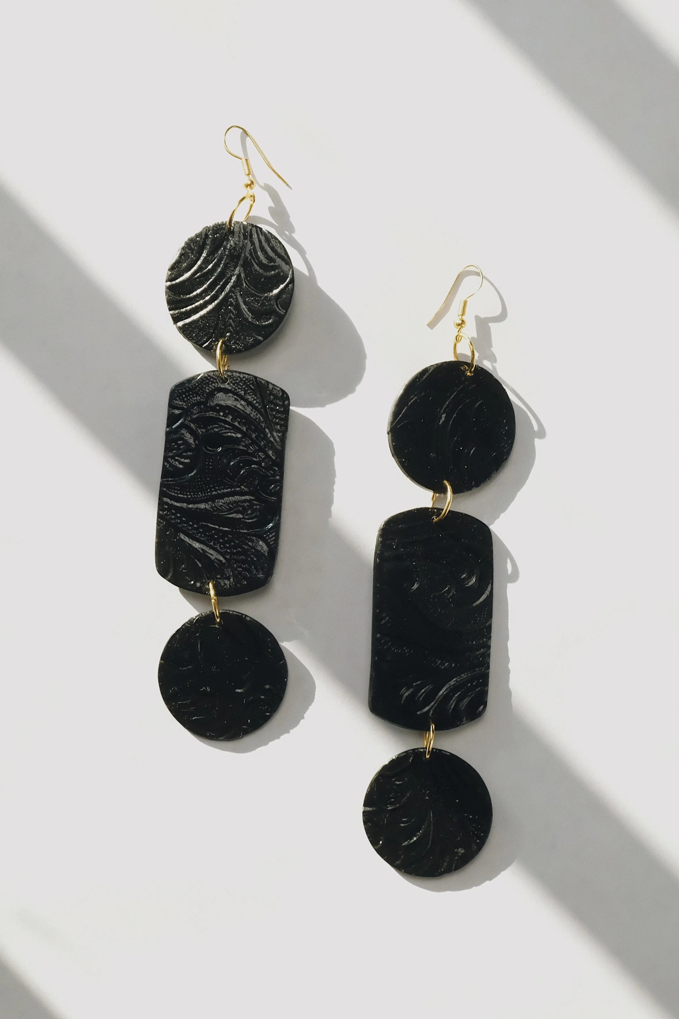 Black Printed Earrings