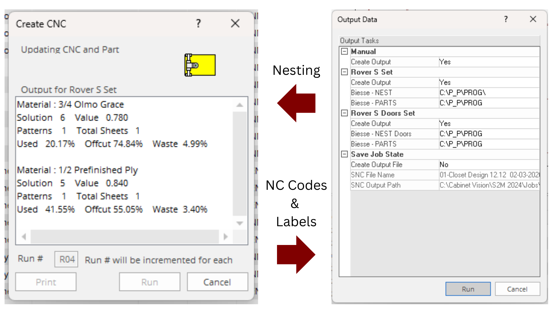 Before and after S2M optimization in Cabinet Vision