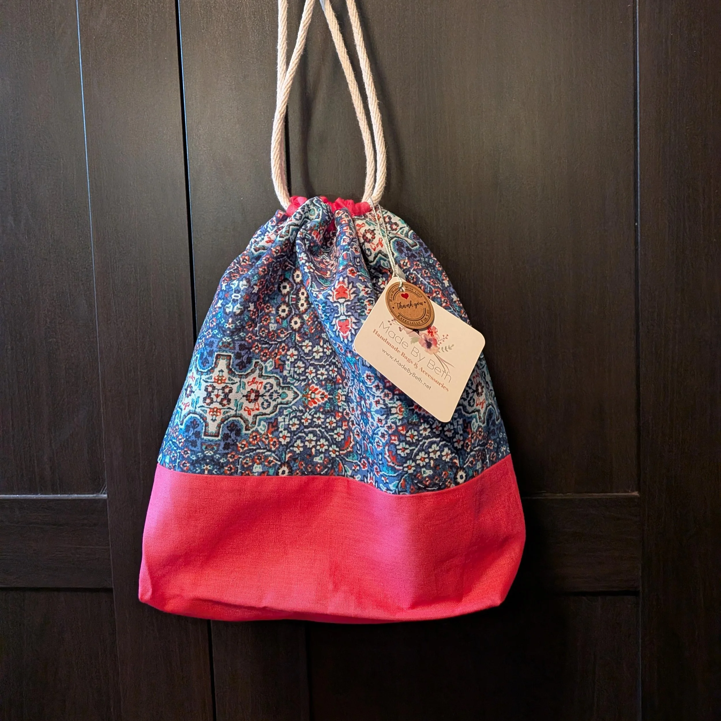 Drawstring Bag Floral with Pink
