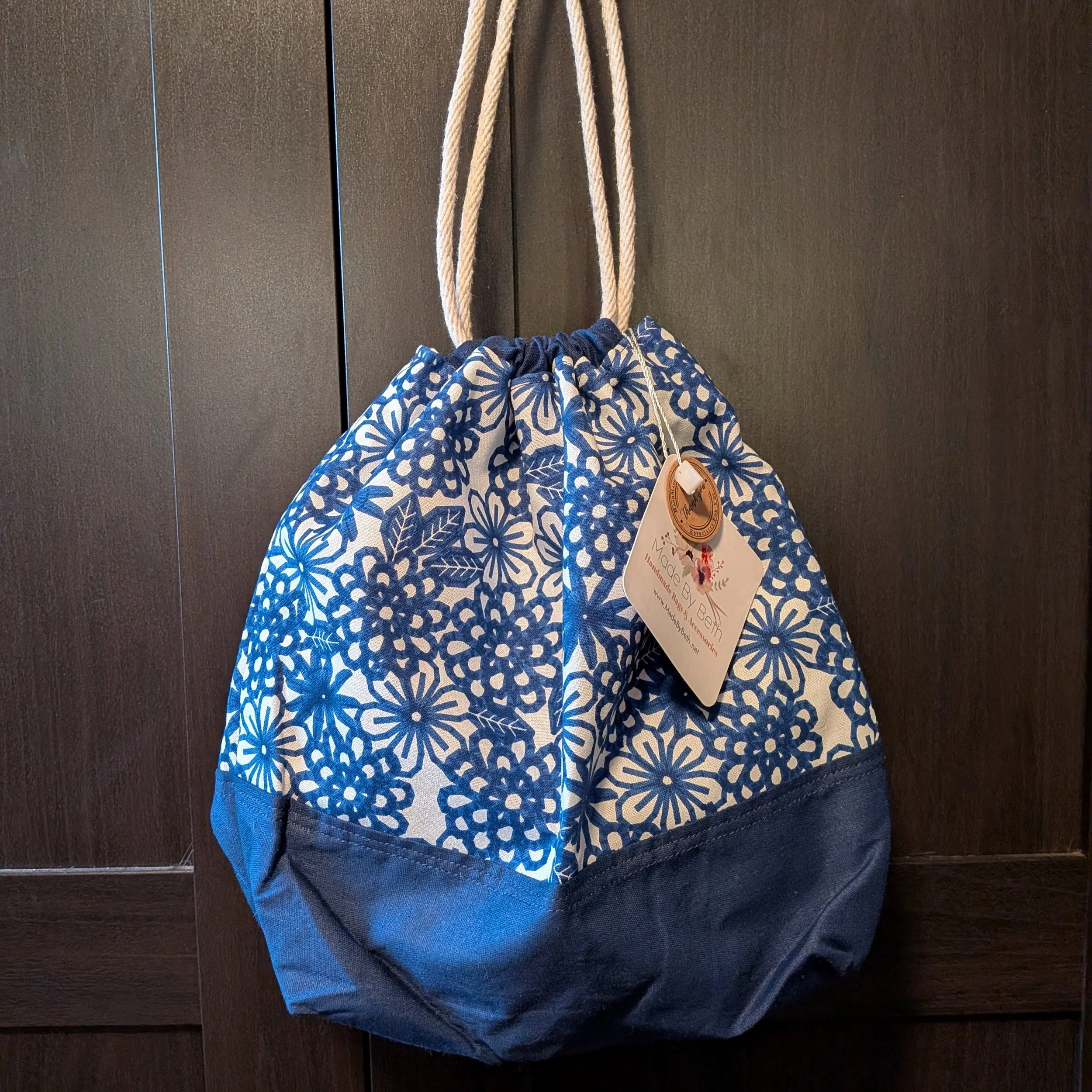 Drawstring Bag Blue Floral
