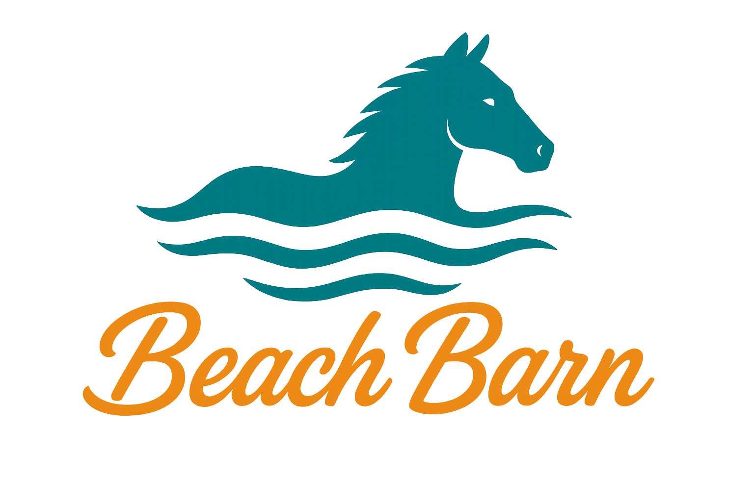 Beach Barn logo with a stylized horse's head above the brand name.