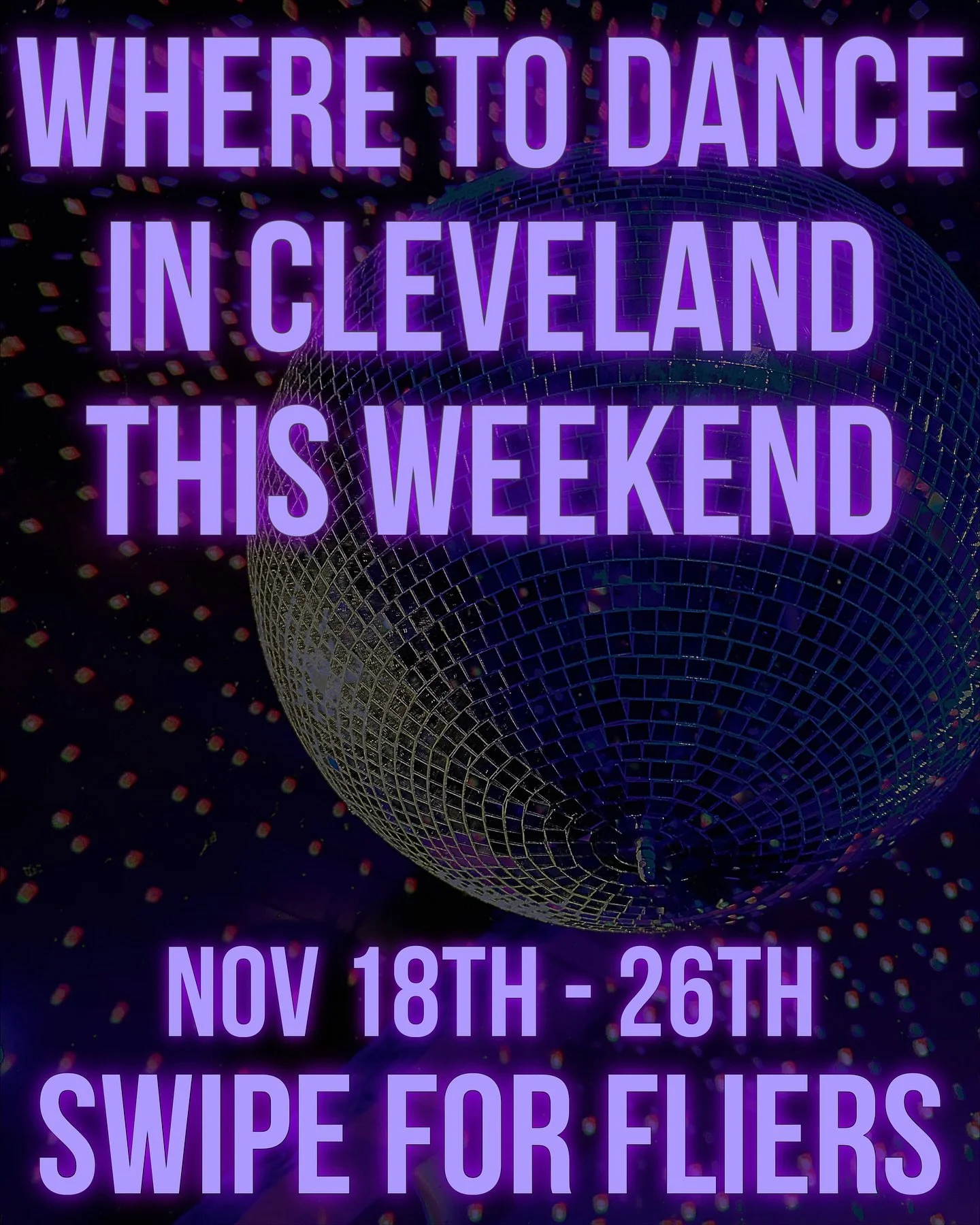 🟣WHERE TO DANCE THIS WEEKEND🟣
Nov 18th - 26th
Swipe for fliers!!

Yet another week filled with events here! Where are you dancing this weekend? 🤍