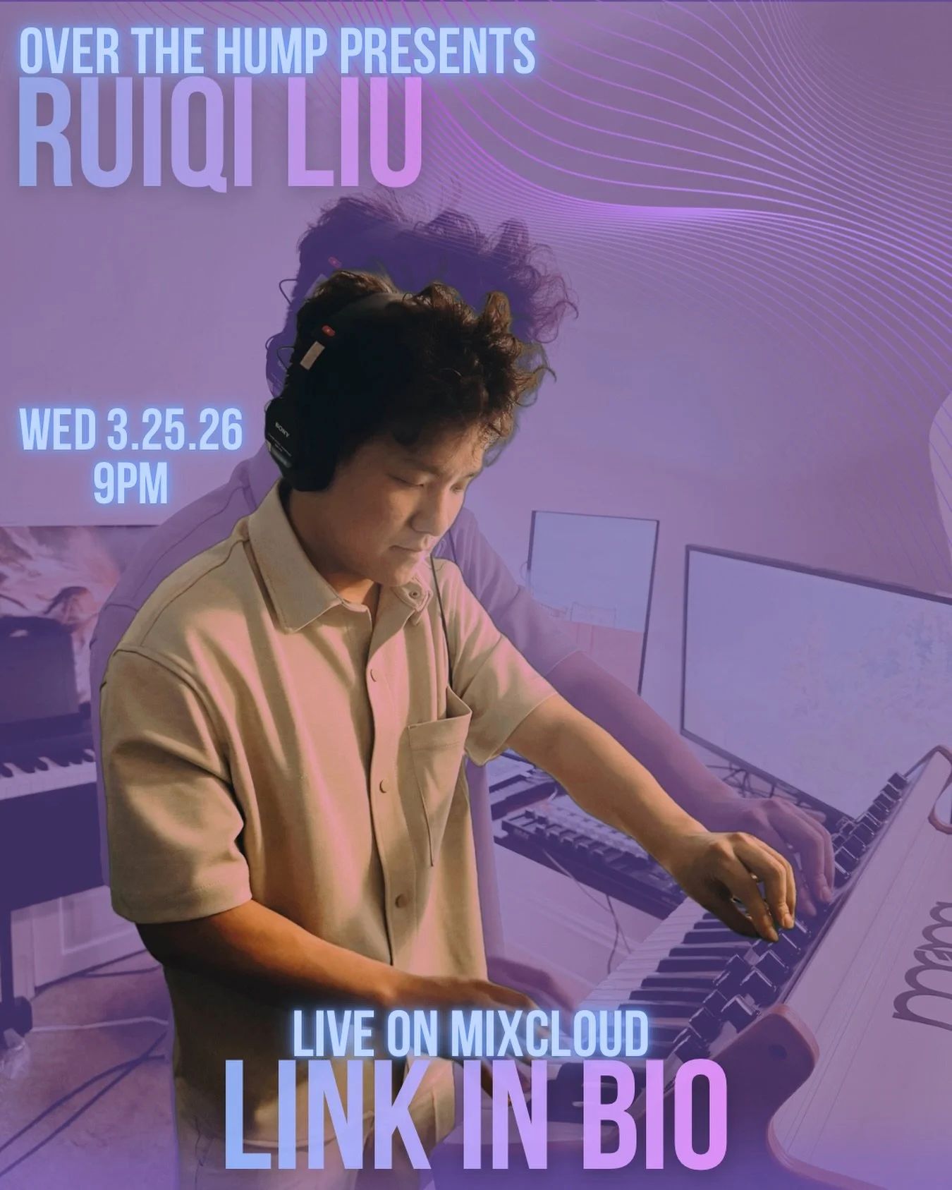 TOMORROW ON OVER THE HUMP RADIO
✨We are back at it after a little hiatus, and we are welcoming @ruiqiliu_music into our studio for a set comprised of original music! 

Ruiqi was born in China with a classical music background and found his home in el