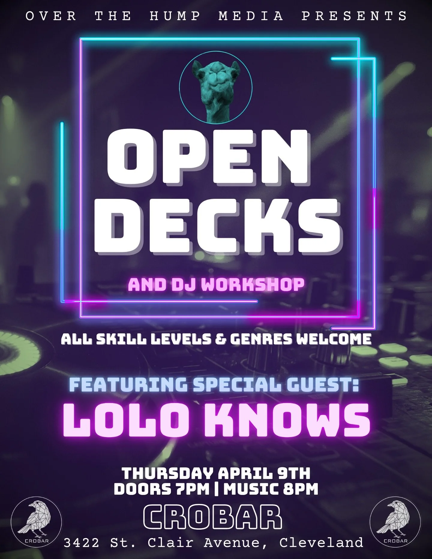 Open Decks THIS THURSDAY at @crobar1921 with special guest @lolo__knows 
Hosted by: @uncdmumblejazz and @le_schlippy 

Whether you&rsquo;re curious about DJing, taking your first steps behind the decks, refining your skills, or simply looking to conn