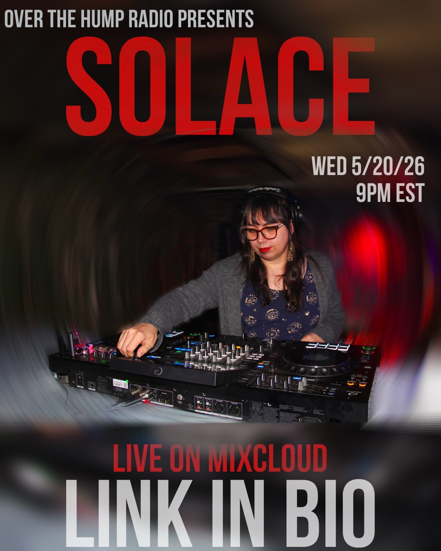 Tomorrow on Over The Hump Radio we welcome @solace_dj back to the studio!! 
WED 5/20/26 | 9PM EST 
Live on MixCloud - Link In Bio

Solace is a dj and promoter based out of Cleveland, Ohio, After falling in love with her local house party scene, Solac