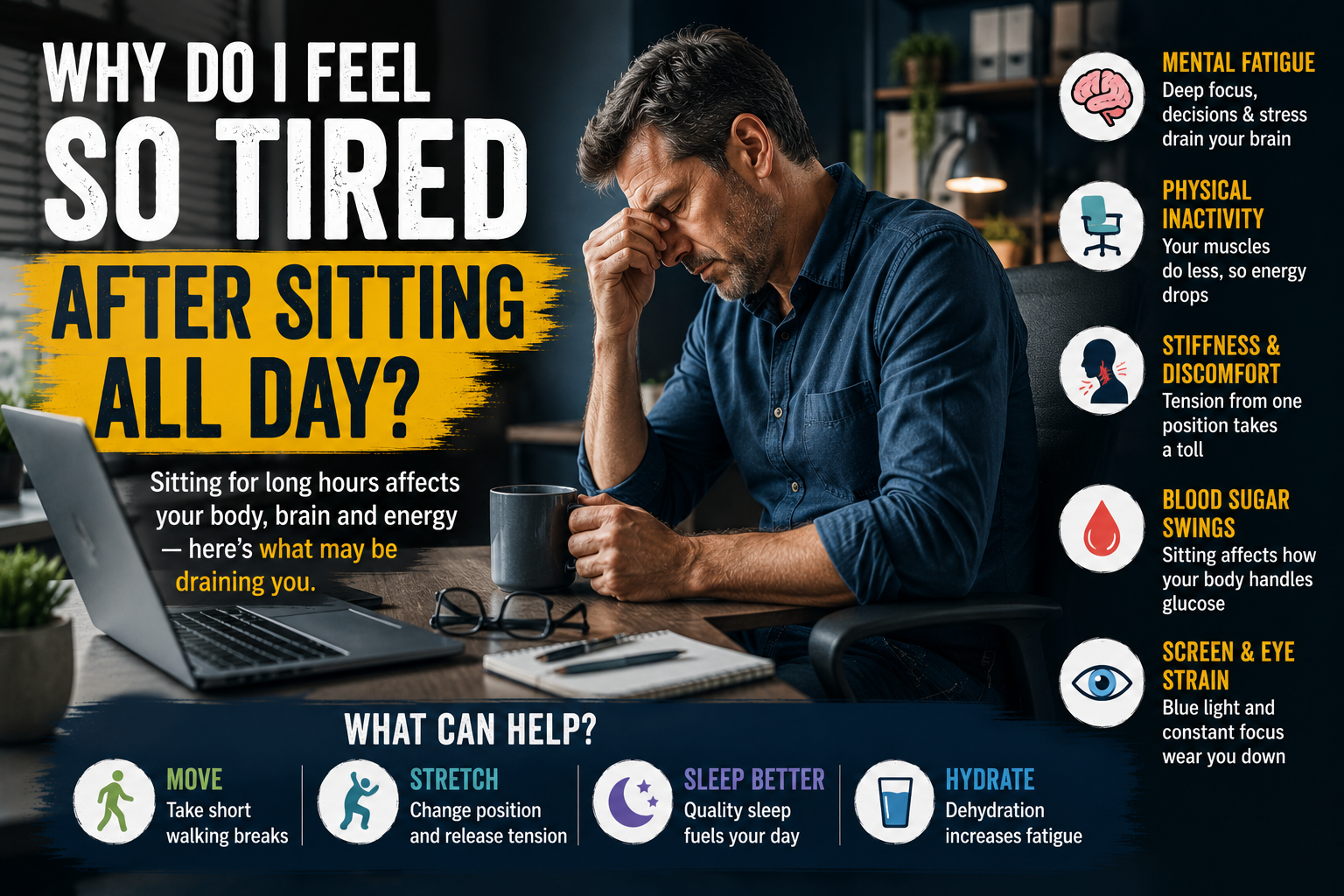Why Do I Feel So Tired After Sitting All Day?