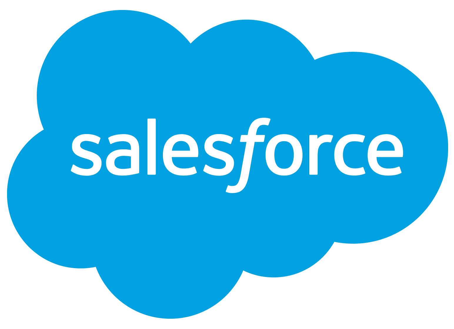 Salesforce logo within a blue cloud-shaped background.