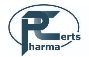 Logo of Pharma Perts with stylized 'P' and 'R' within an oval
