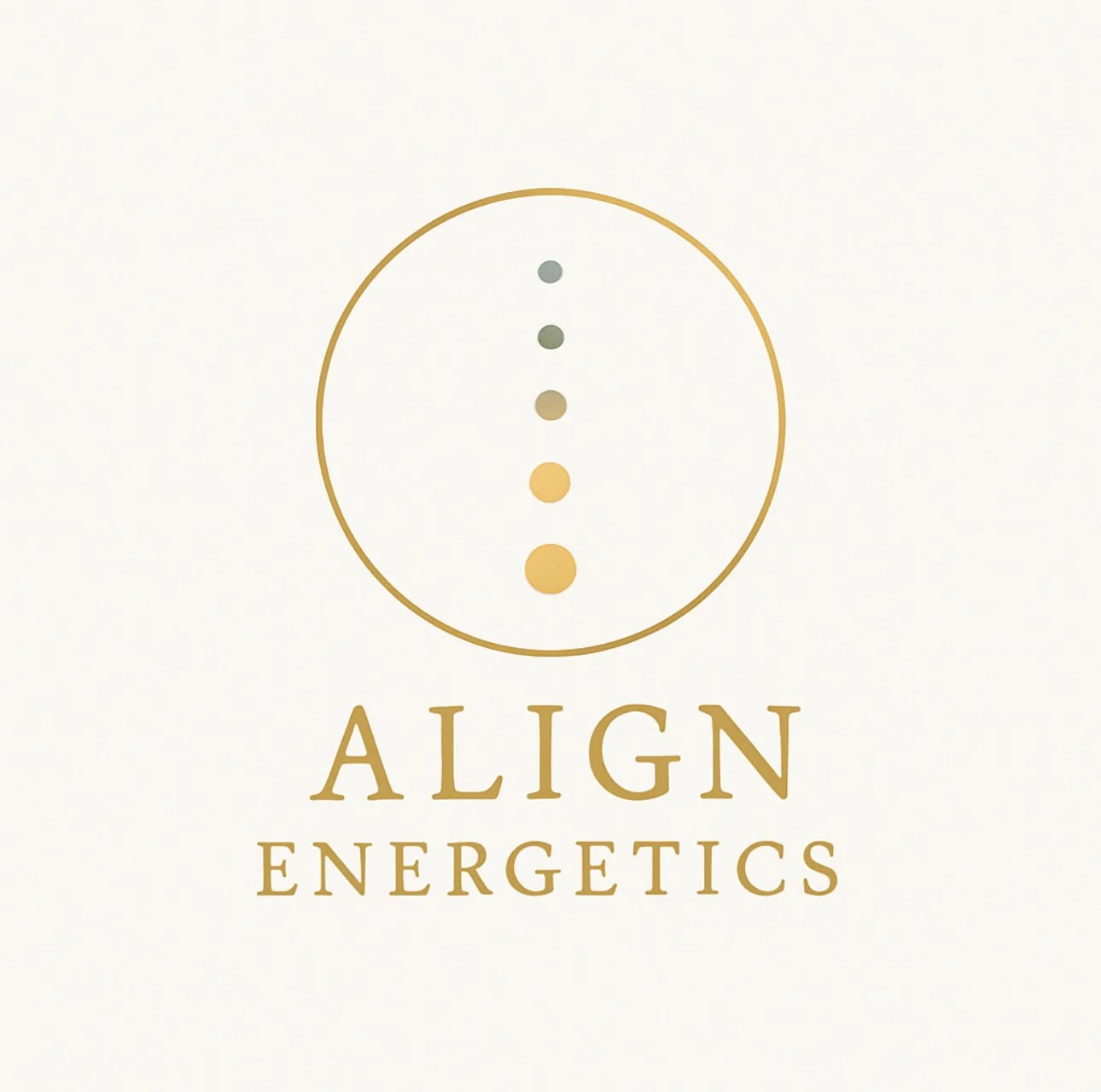 Logo for Align Energetics featuring a circle with colored dots inside and the company name below.