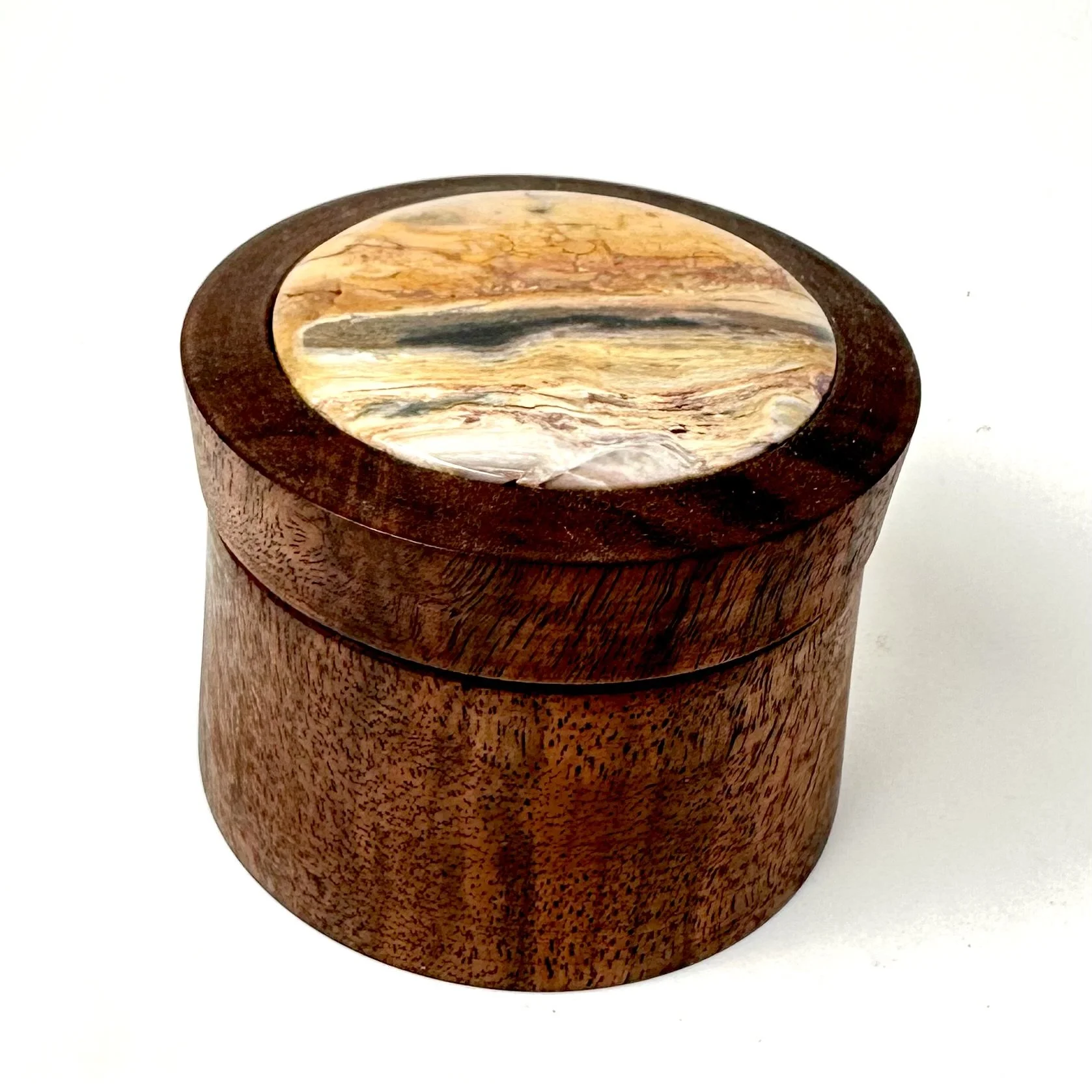 Small walnut box with picture jasper
