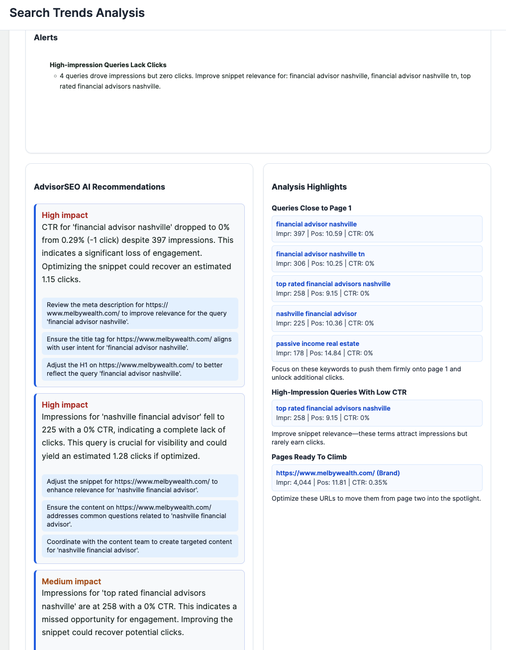AdvisorSEO Max - Search Trends Analysis