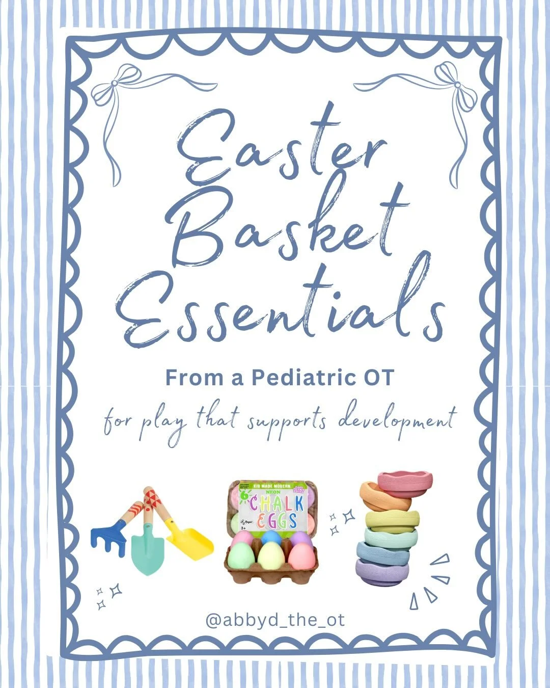 Here are some of my favorite Easter basket ideas that actually support play, development &amp; regulation. 

I linked all my favorites at the link in my bio to help you build your baskets intentionally this year. 🐣🌷