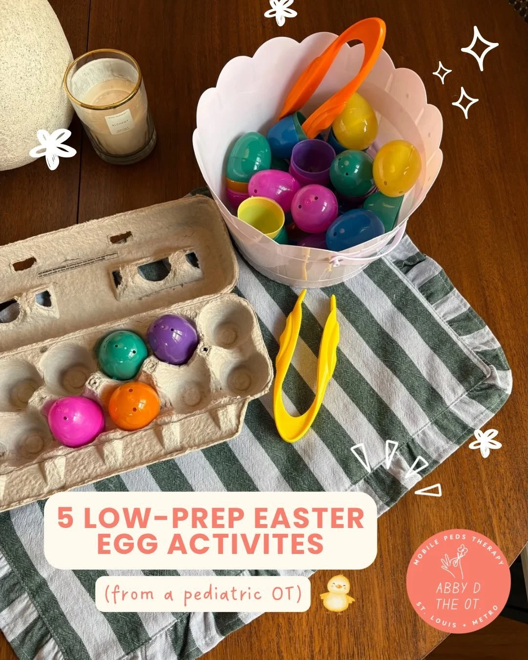 Rain in the forecast &amp; leftover Easter eggs sitting around? ☔️🐣
These 5 low-prep Easter egg activities are not just easy and fun&hellip;they&rsquo;re packed with opportunities to build fine motor skills, coordination, attention &amp; more! 
Whic