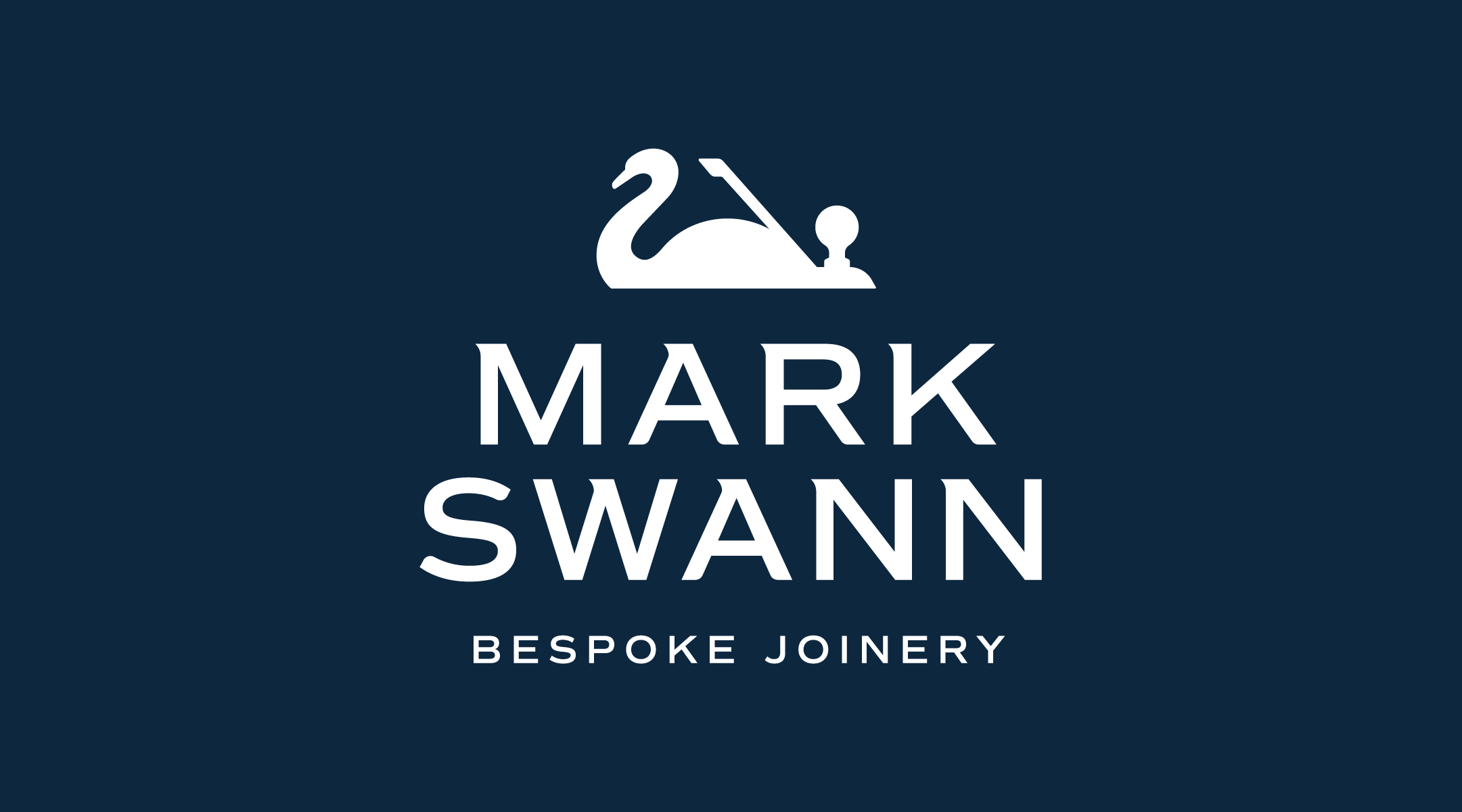 Logo with a swan at the top and the text 'Mark Swann Bespoke Joinery' below on a dark background.
