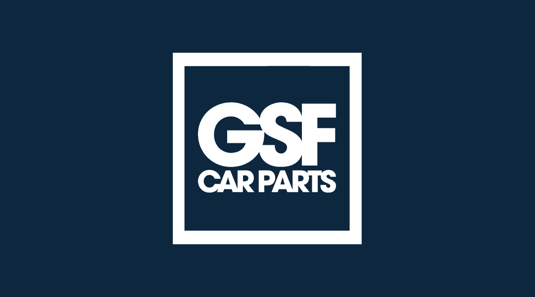 Genuine parts company logo with the text "GSF Car Parts" in white on a dark blue background