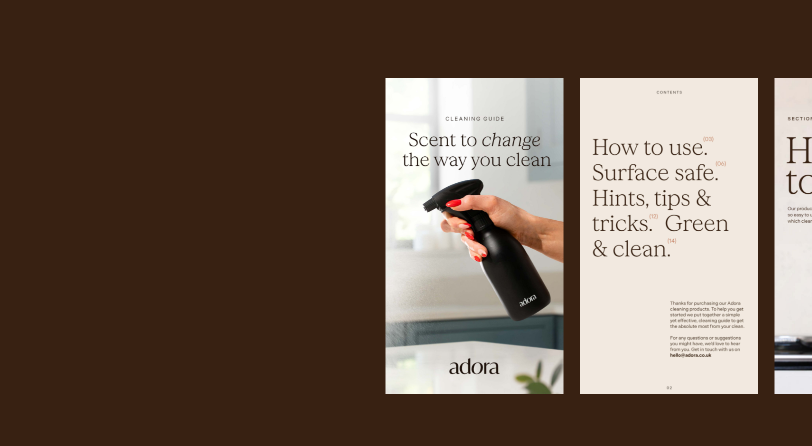 Adora sustainable cleaning branding and design
