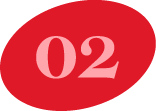 Red oval shape with the number 02 in white in the center.