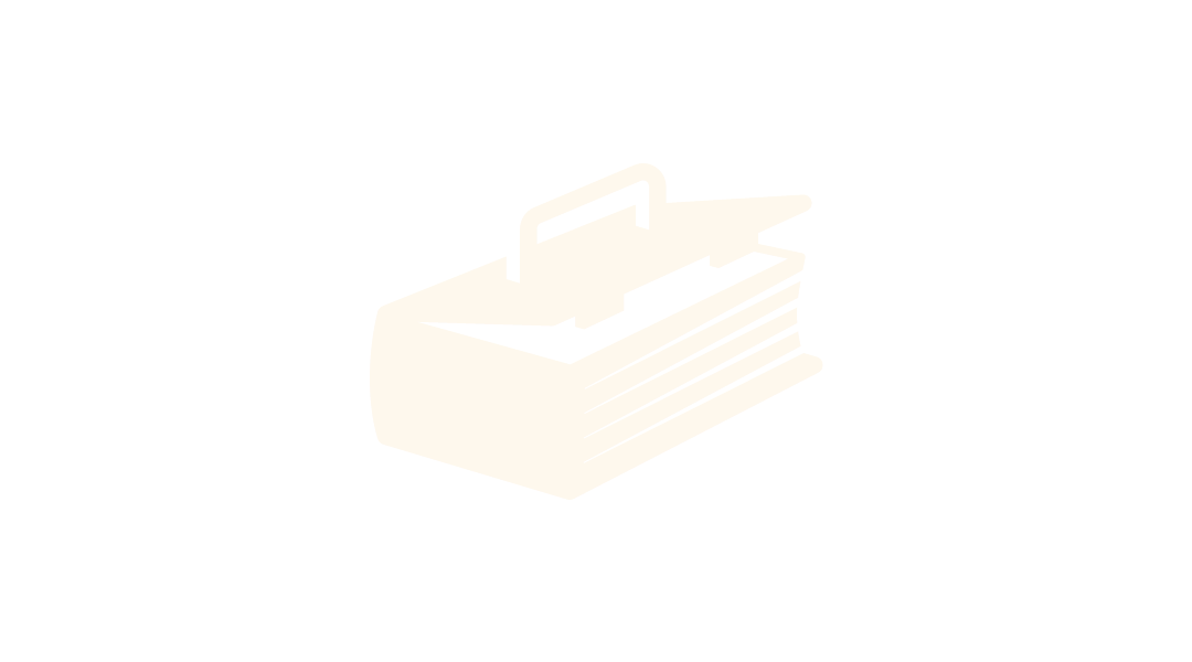 Icon of a tray with a handle containing papers and a pencil.