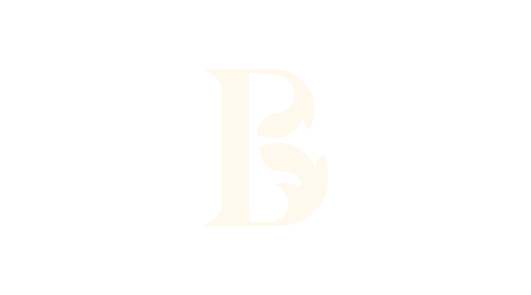 A large, ornate letter B in white on a black background.