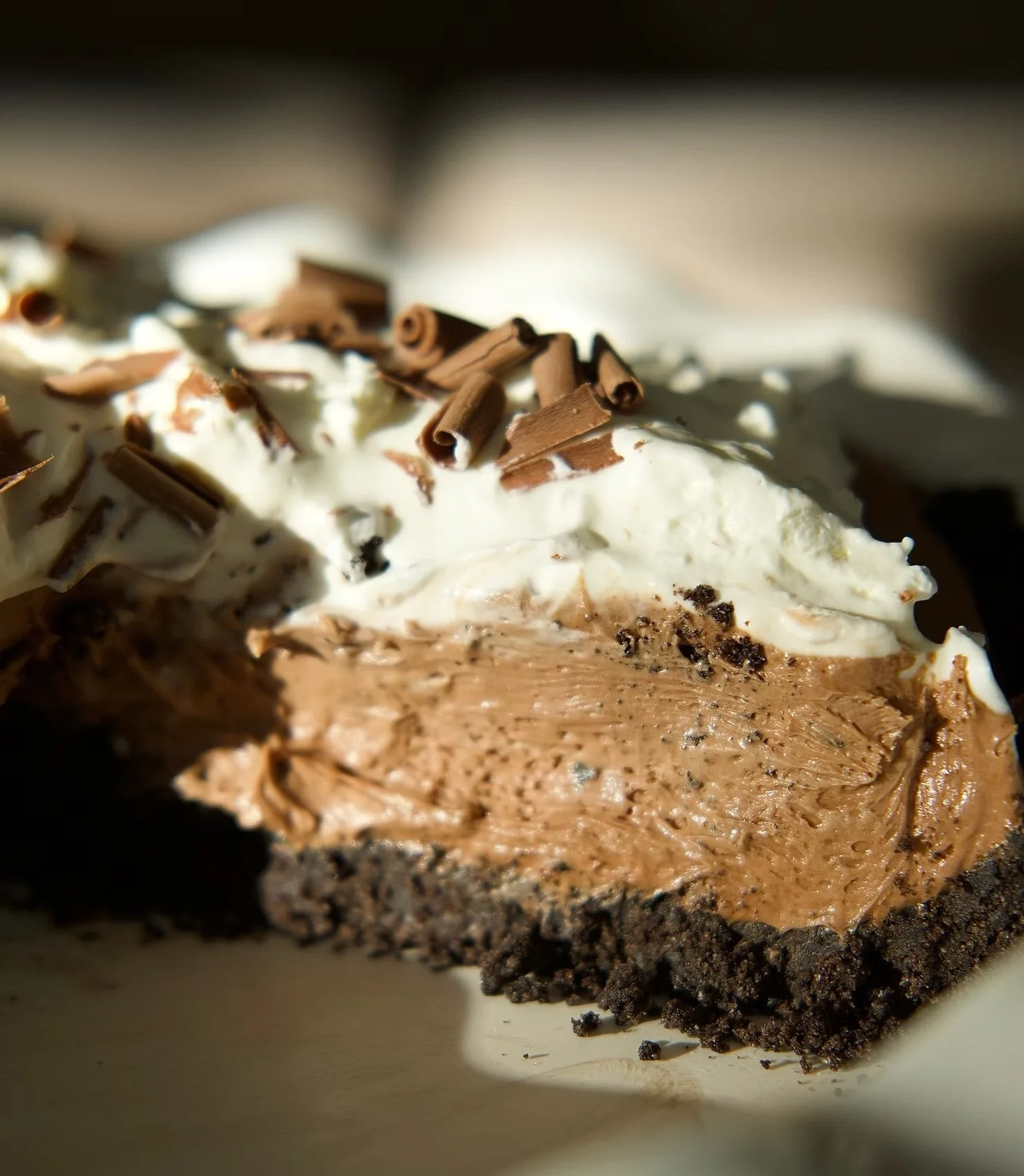 French Double Chocolate Silk Pie with Oreo Crust