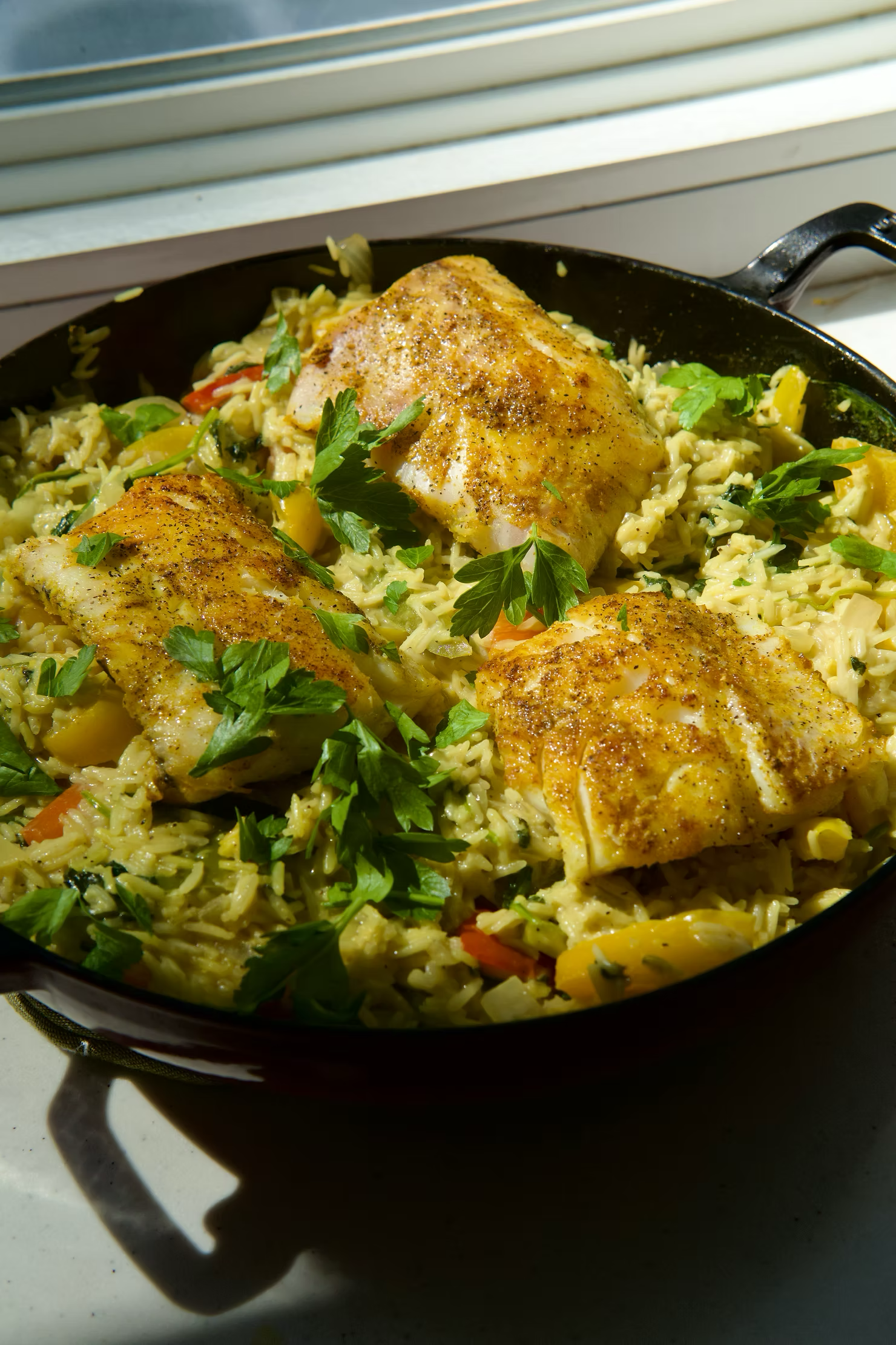 Caribbean Curry Cod with Coconut Rice