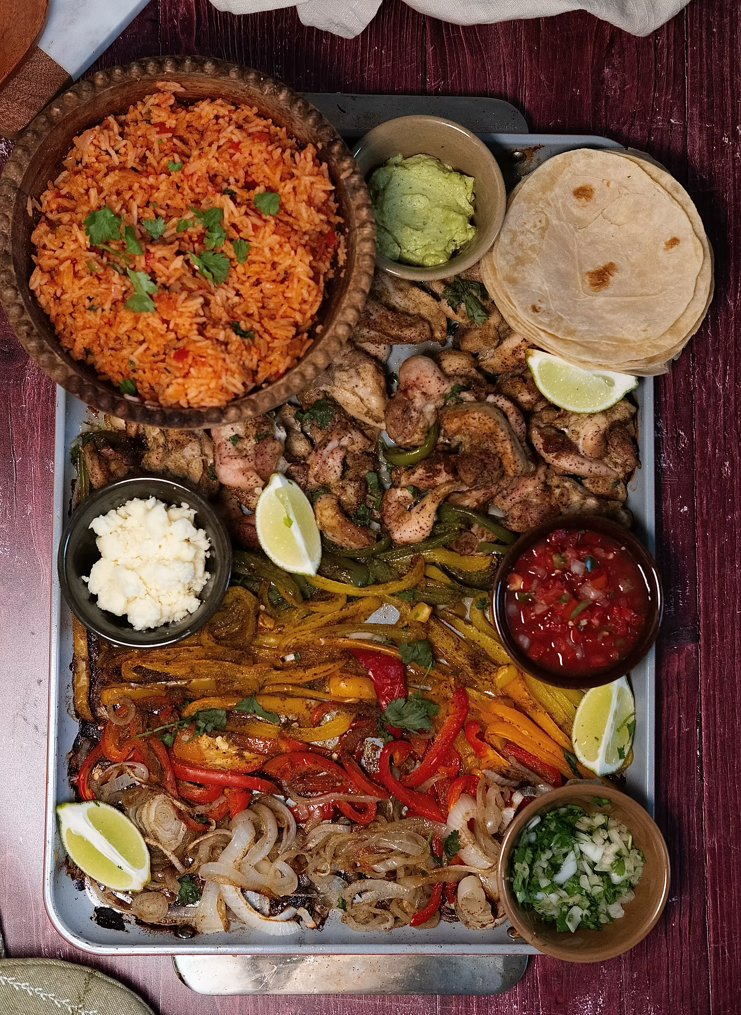 15 minute sheet pan fajitas &amp; Mexican rice