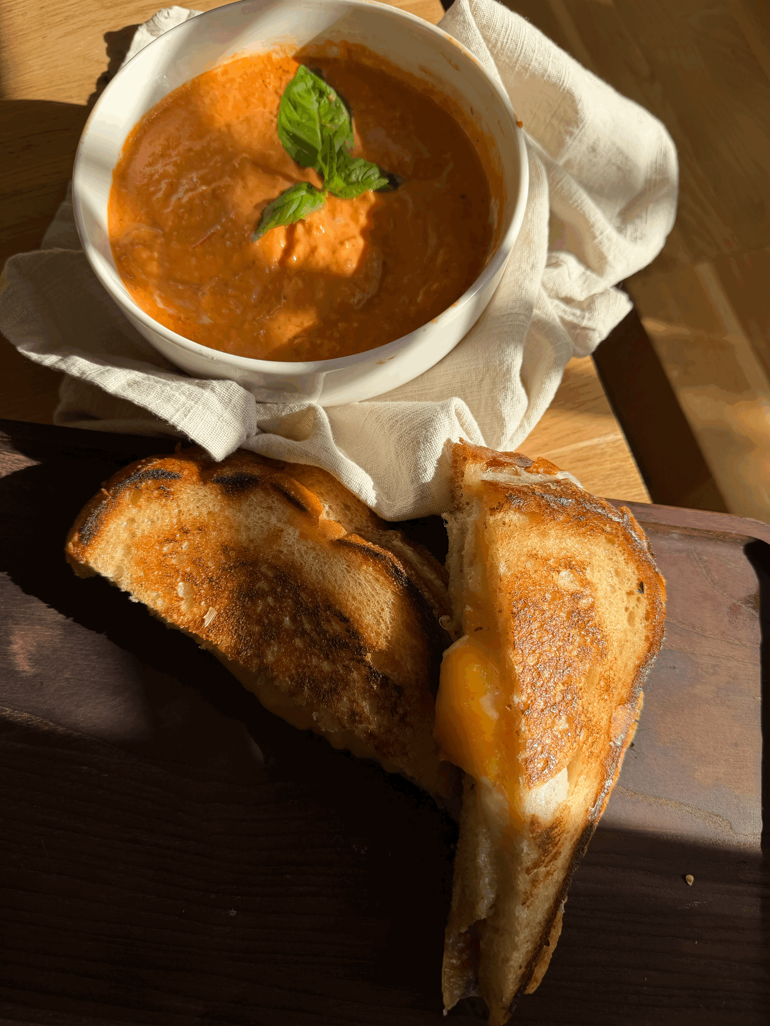 Creamy Tomato Bisque &amp; Homemade Grilled Cheese